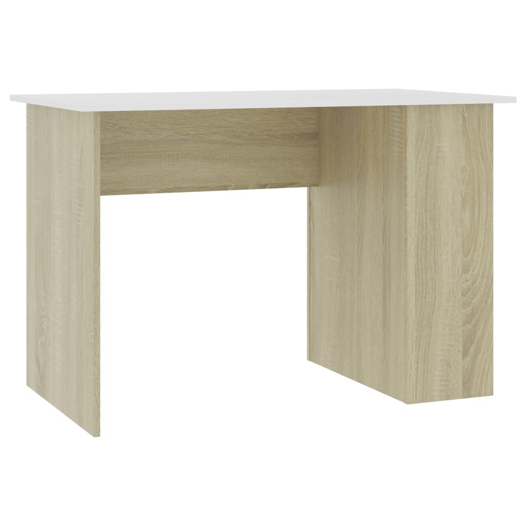 Schreibtisch Weiß und Sonoma-Eiche 110x60x73 cm Holzwerkstoff