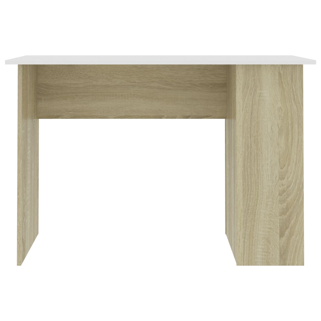Schreibtisch Weiß und Sonoma-Eiche 110x60x73 cm Holzwerkstoff