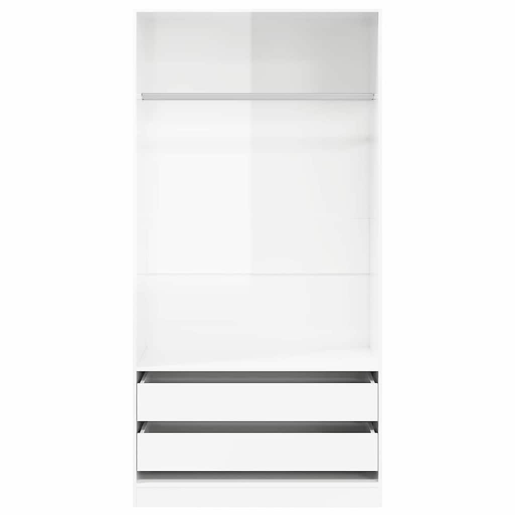 Kleiderschrank Hochglanz-Weiß 100x50x200 cm Holzwerkstoff