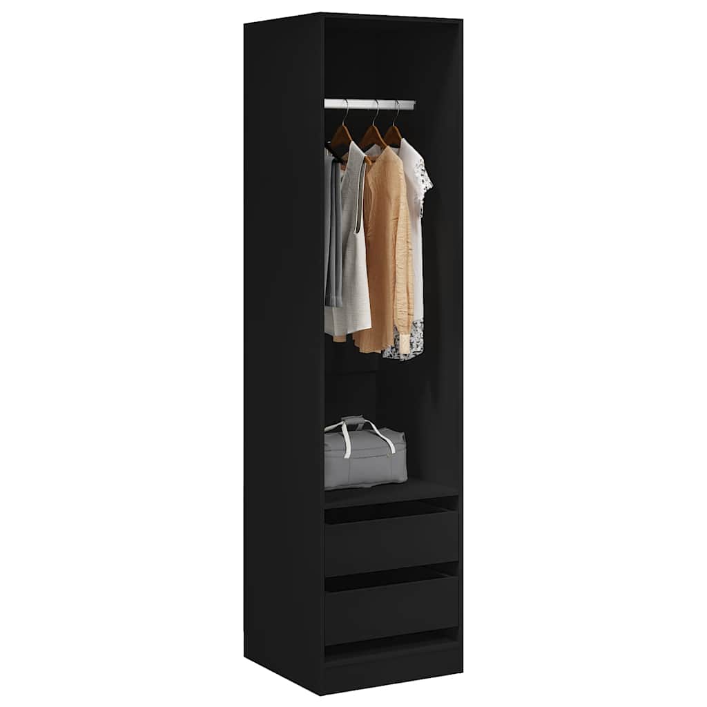 Kleiderschrank mit Schubladen Schwarz 50x50x200cm Holzwerkstoff