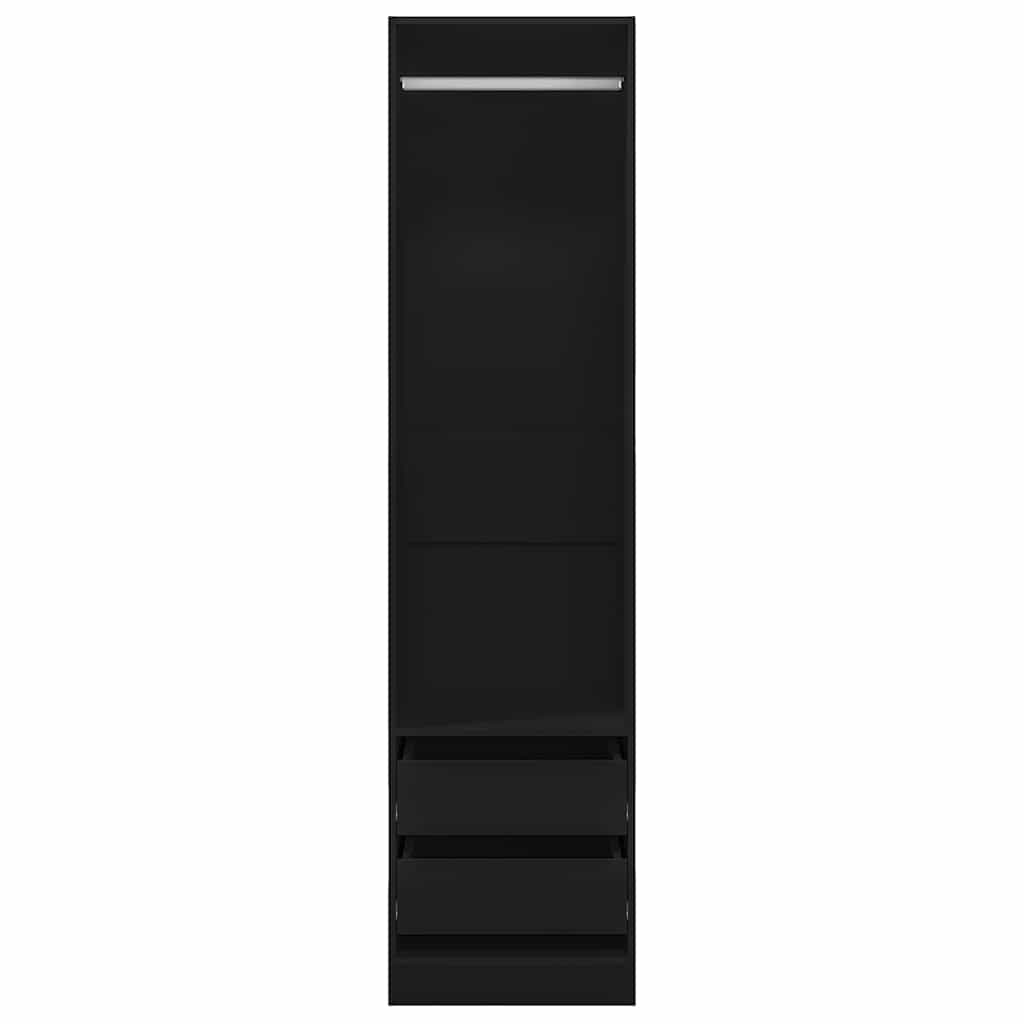 Kleiderschrank mit Schubladen Schwarz 50x50x200cm Holzwerkstoff