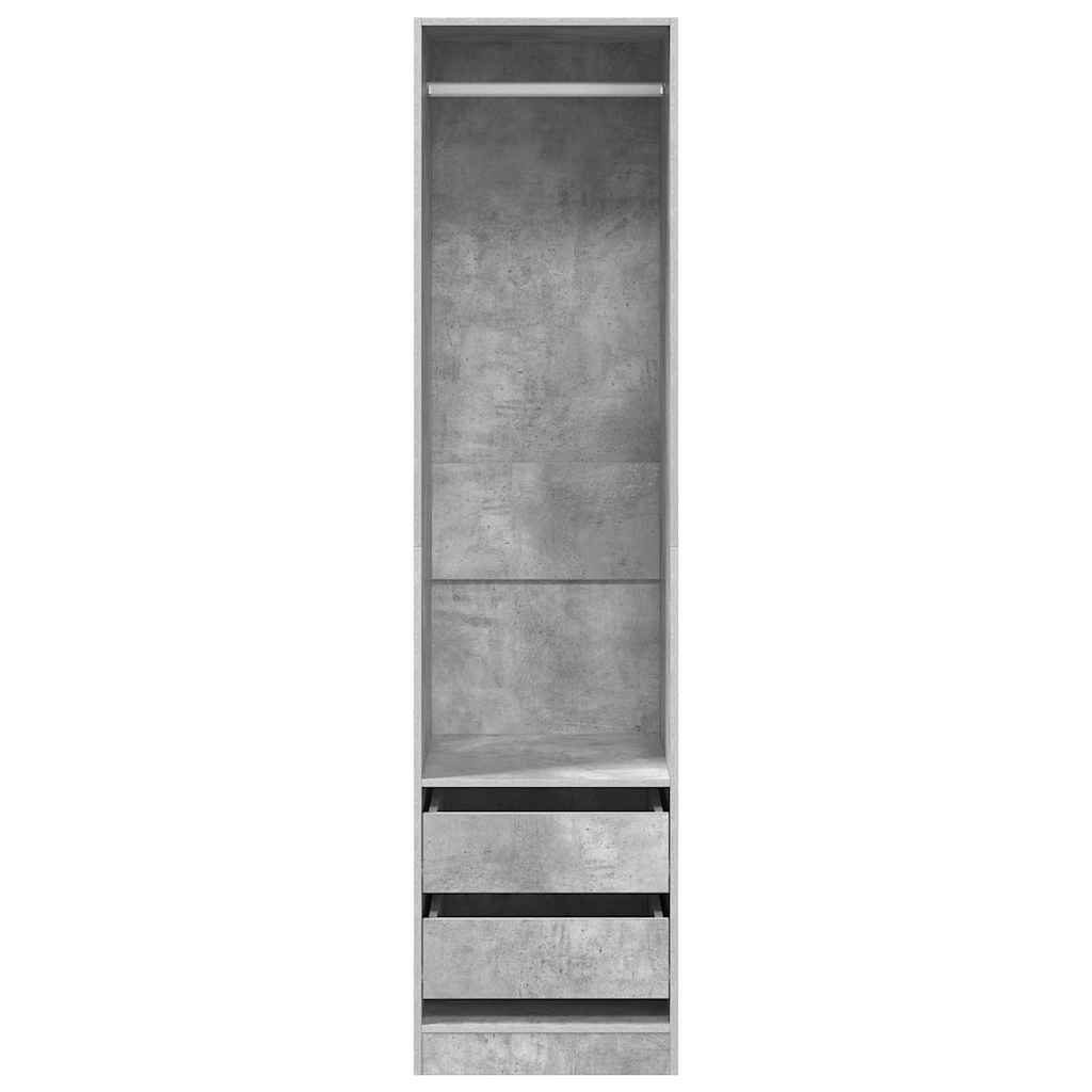 Kleiderschrank Schubladen Betongrau 50x50x200cm Holzwerkstoff