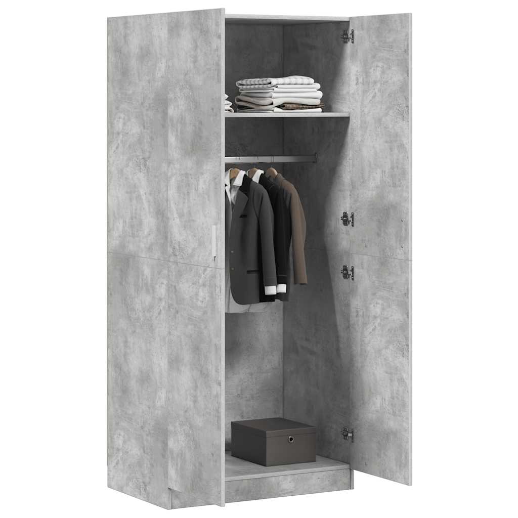 Kleiderschrank Betongrau 80x52x180 cm Holzwerkstoff