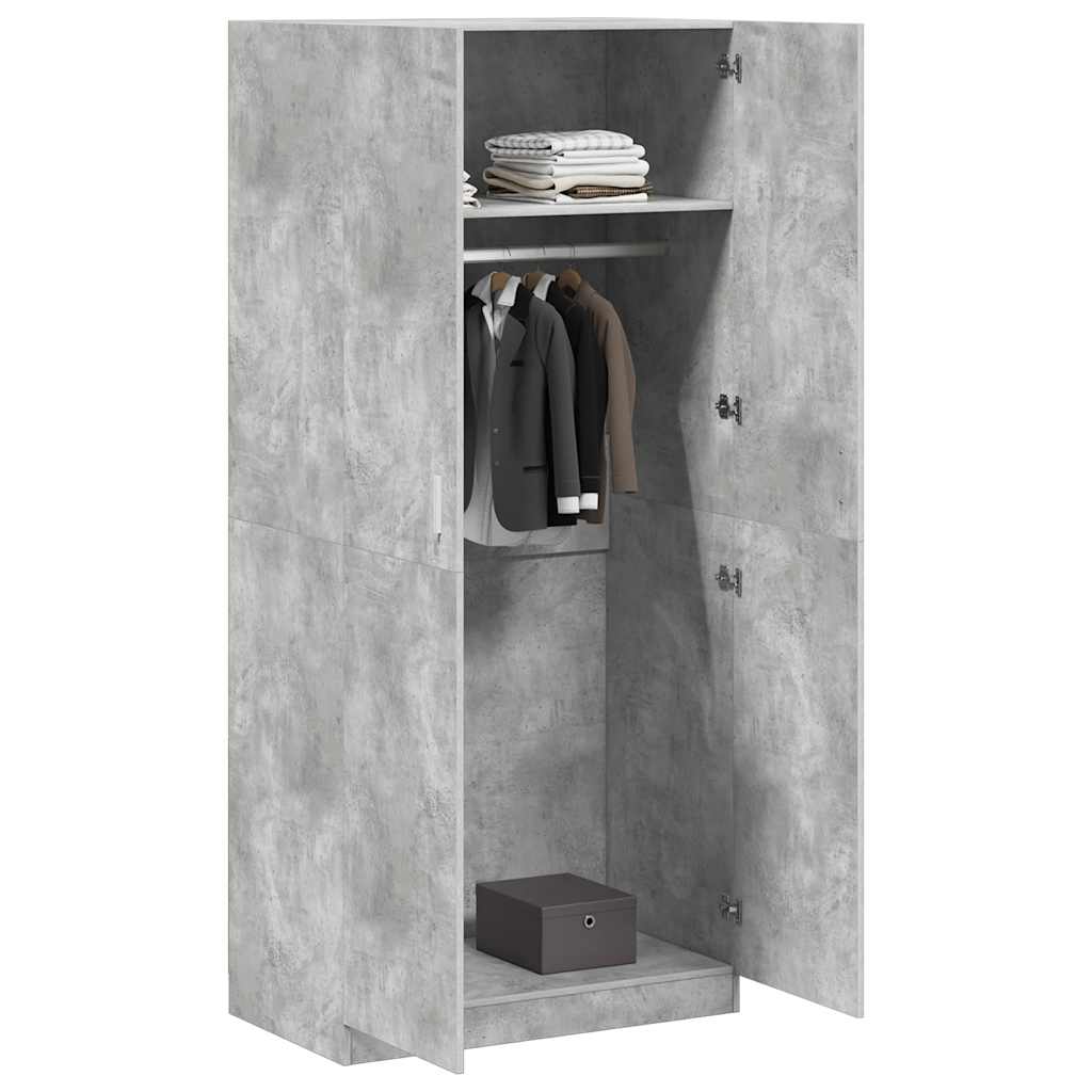 Kleiderschrank Betongrau 90x52x200 cm Holzwerkstoff