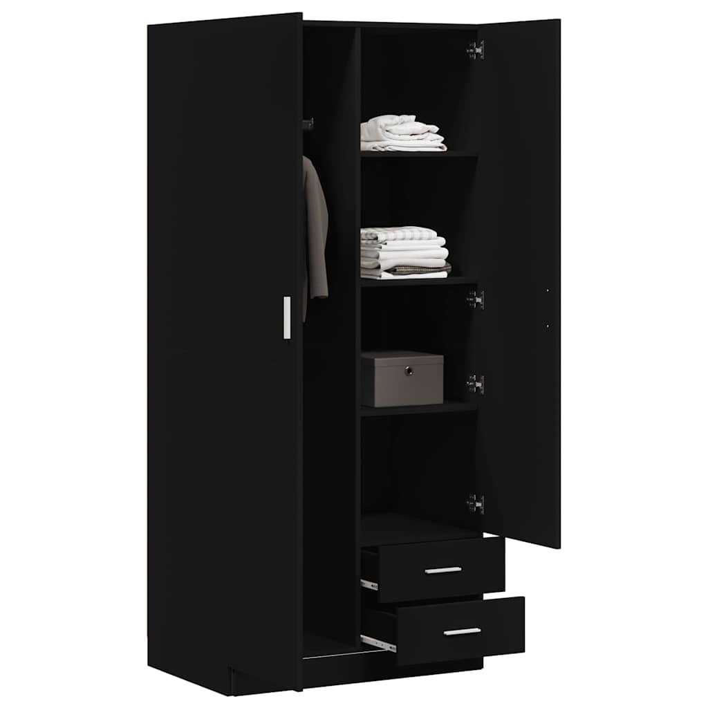 Kleiderschrank Schwarz 80x52x180 cm Holzwerkstoff