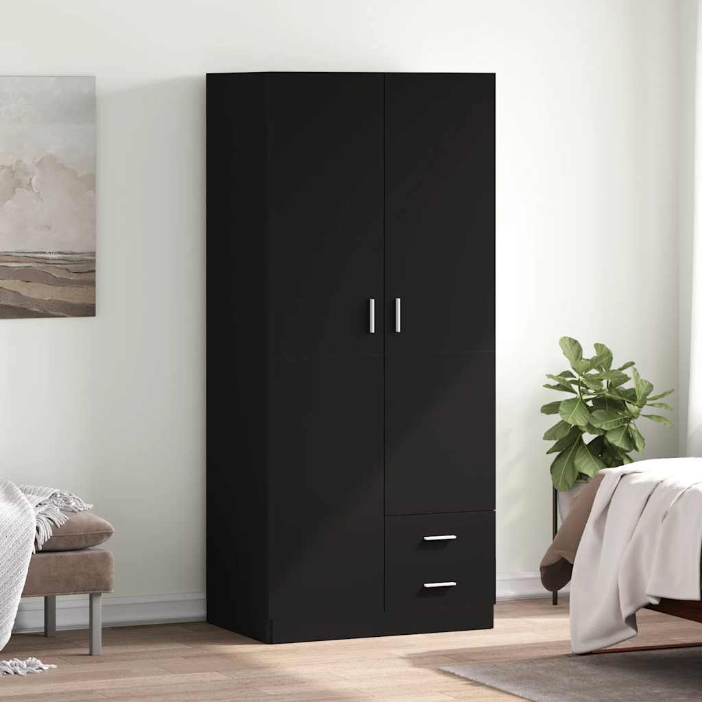Kleiderschrank Schwarz 80x52x180 cm Holzwerkstoff