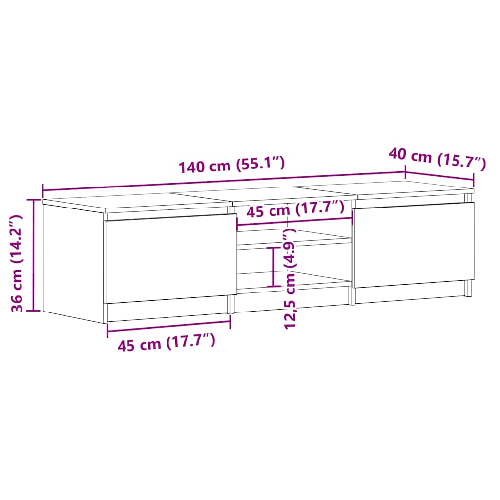 TV-Schrank Schwarz 140x40x35,5 cm Holzwerkstoff