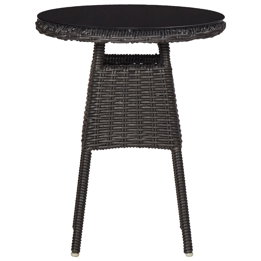 Gartenstühle 2 Stk. mit Teetisch Poly Rattan Schwarz