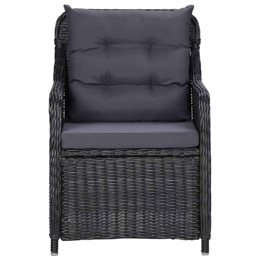 Gartenstühle 2 Stk. mit Teetisch Poly Rattan Schwarz