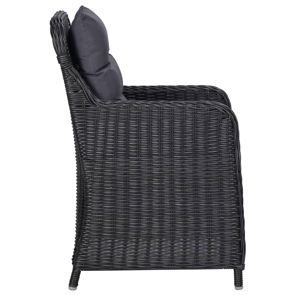 Gartenstühle 2 Stk. mit Teetisch Poly Rattan Schwarz
