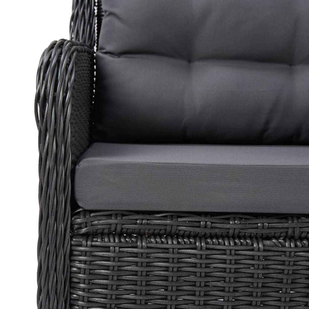 Gartenstühle 2 Stk. mit Teetisch Poly Rattan Schwarz