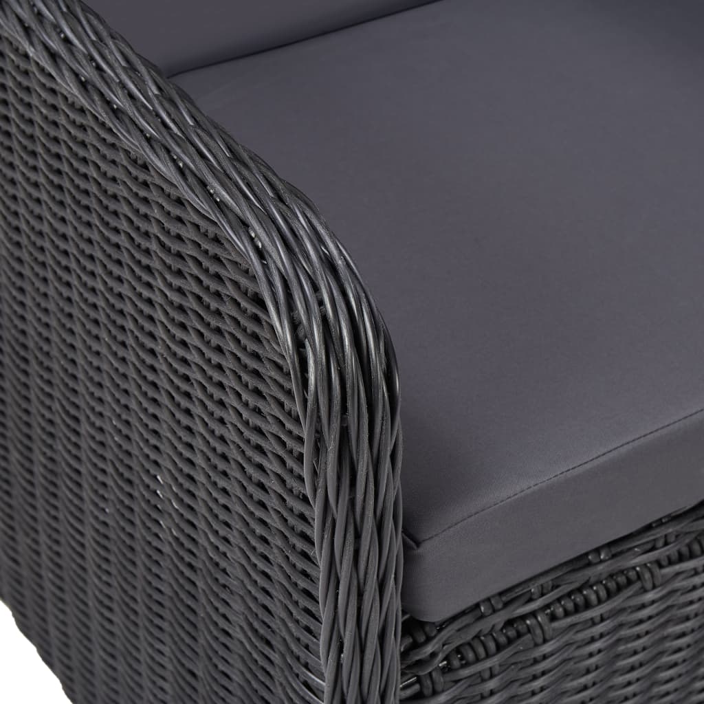 Gartenstühle 2 Stk. mit Teetisch Poly Rattan Schwarz