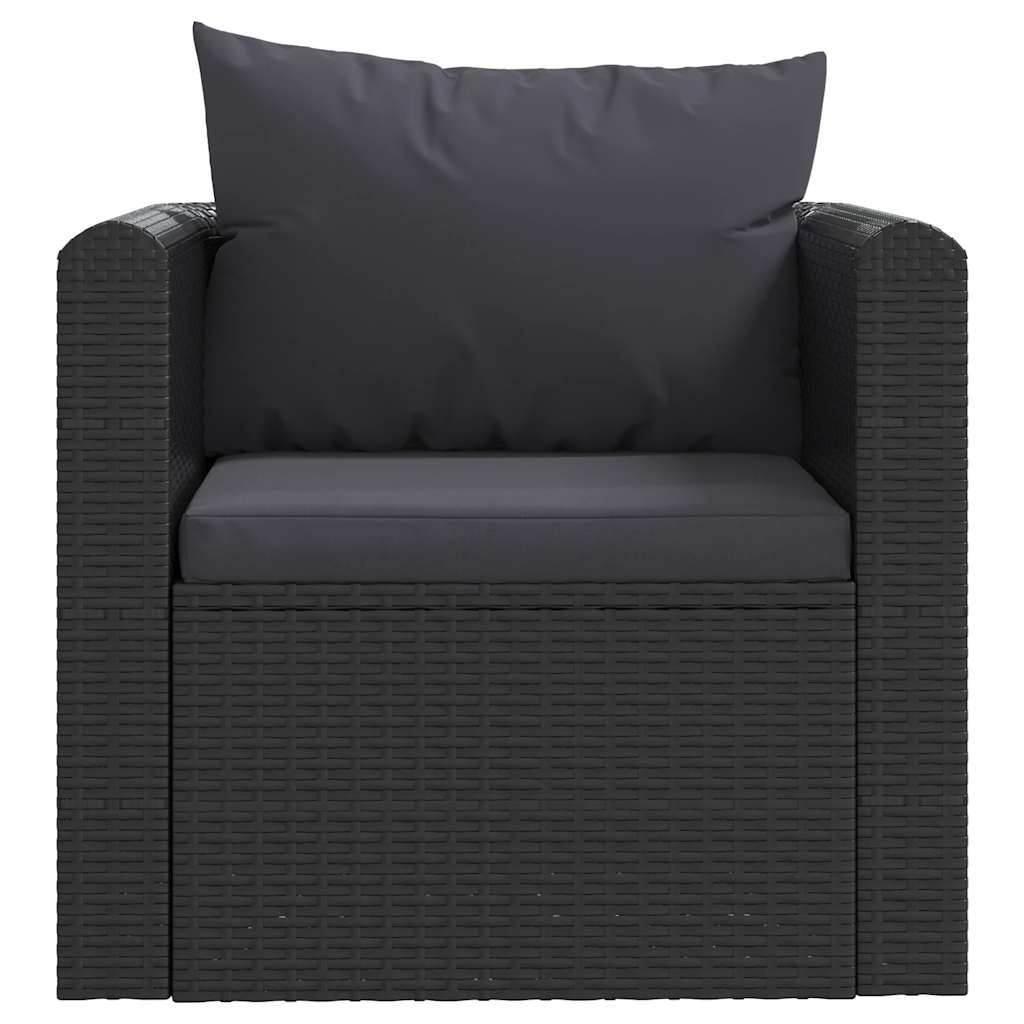 9-tlg. Garten-Lounge-Set mit Auflagen Poly Rattan Schwarz