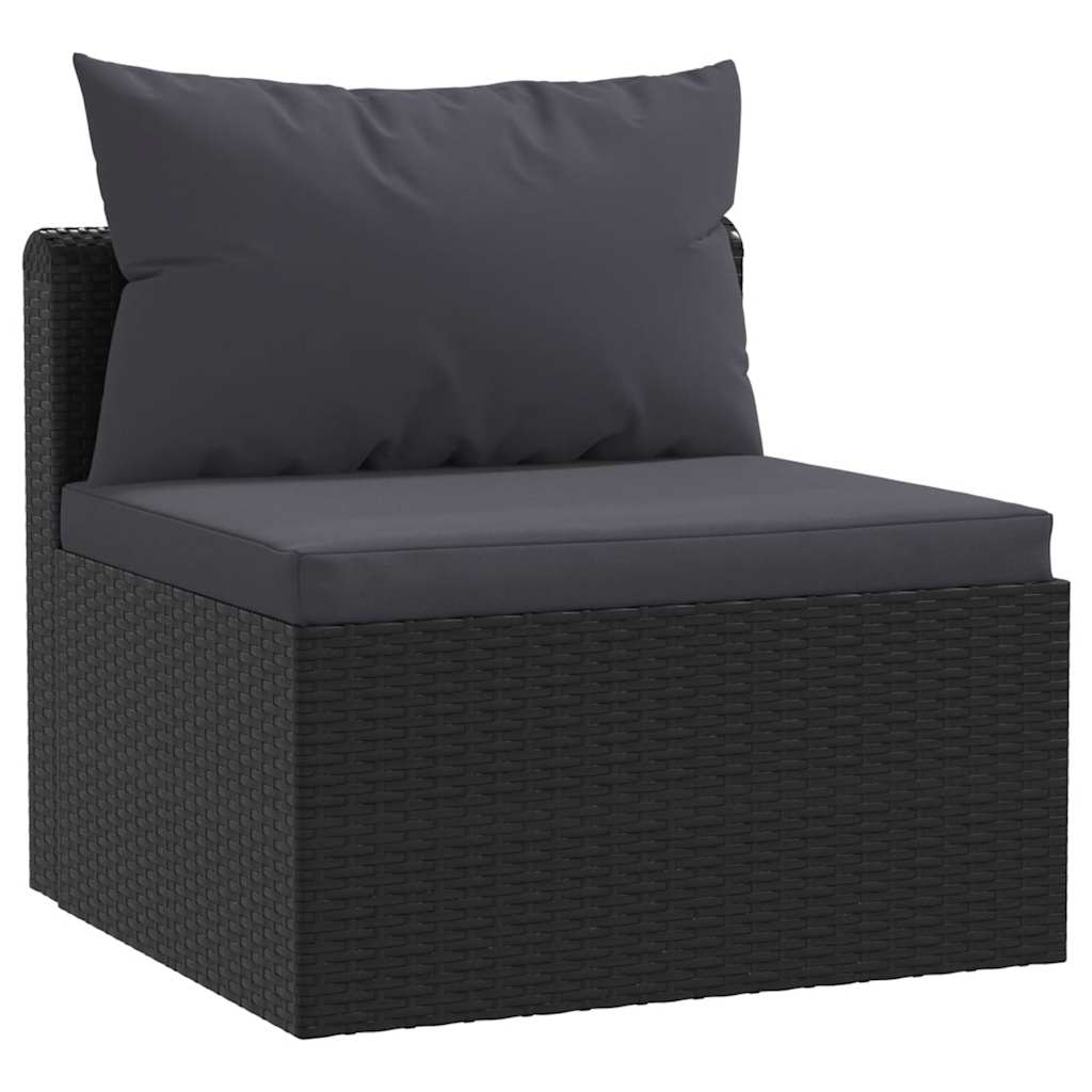 9-tlg. Garten-Lounge-Set mit Auflagen Poly Rattan Schwarz