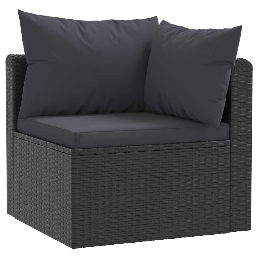 7-tlg. Garten-Lounge-Set mit Auflagen Poly Rattan Schwarz