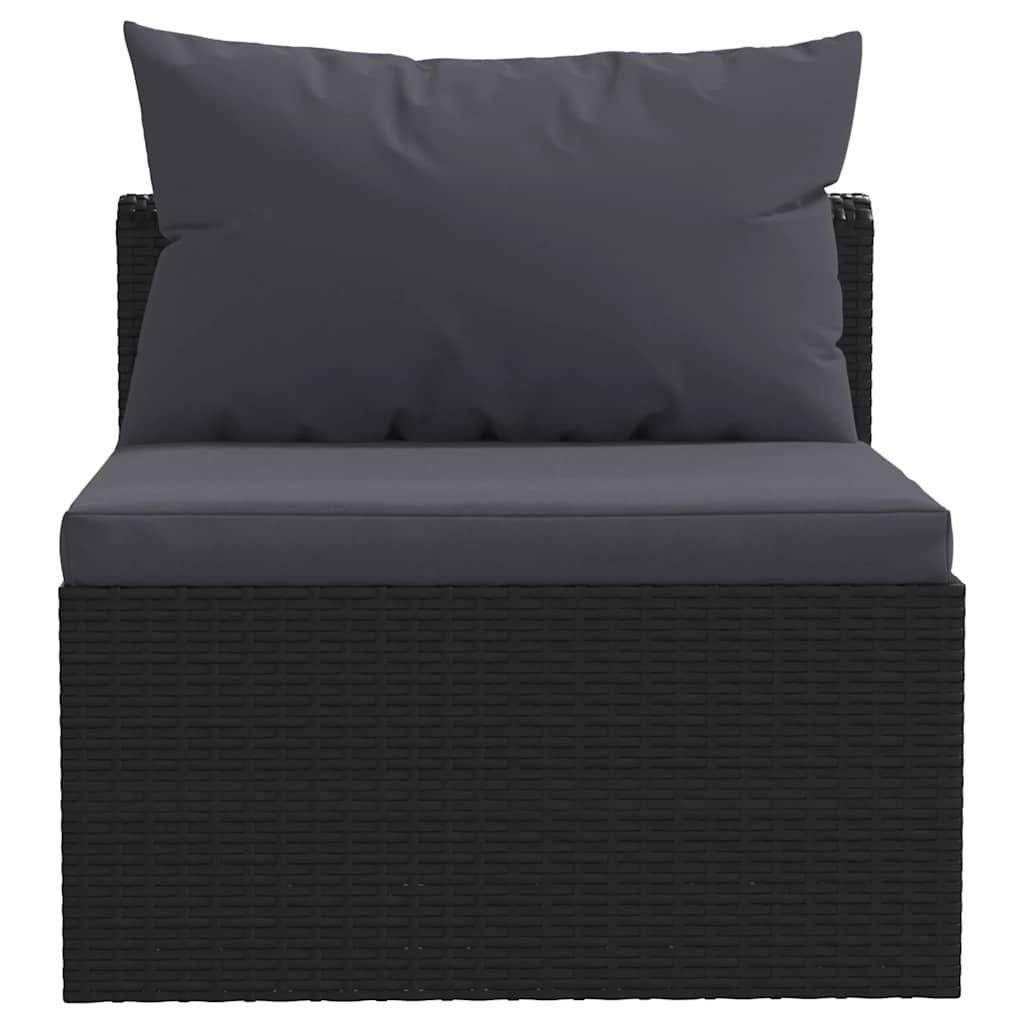 5-tlg. Garten-Lounge-Set mit Auflagen Poly Rattan Schwarz