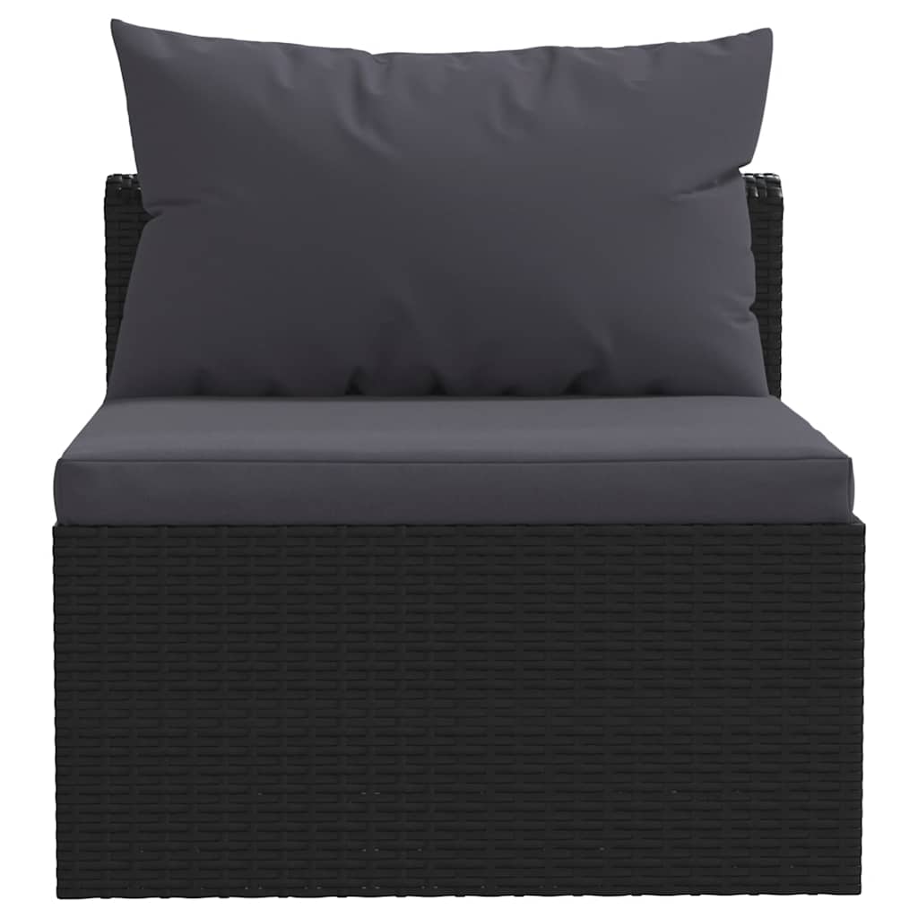 3-tlg. Garten-Sofagarnitur mit Auflagen Poly Rattan Schwarz