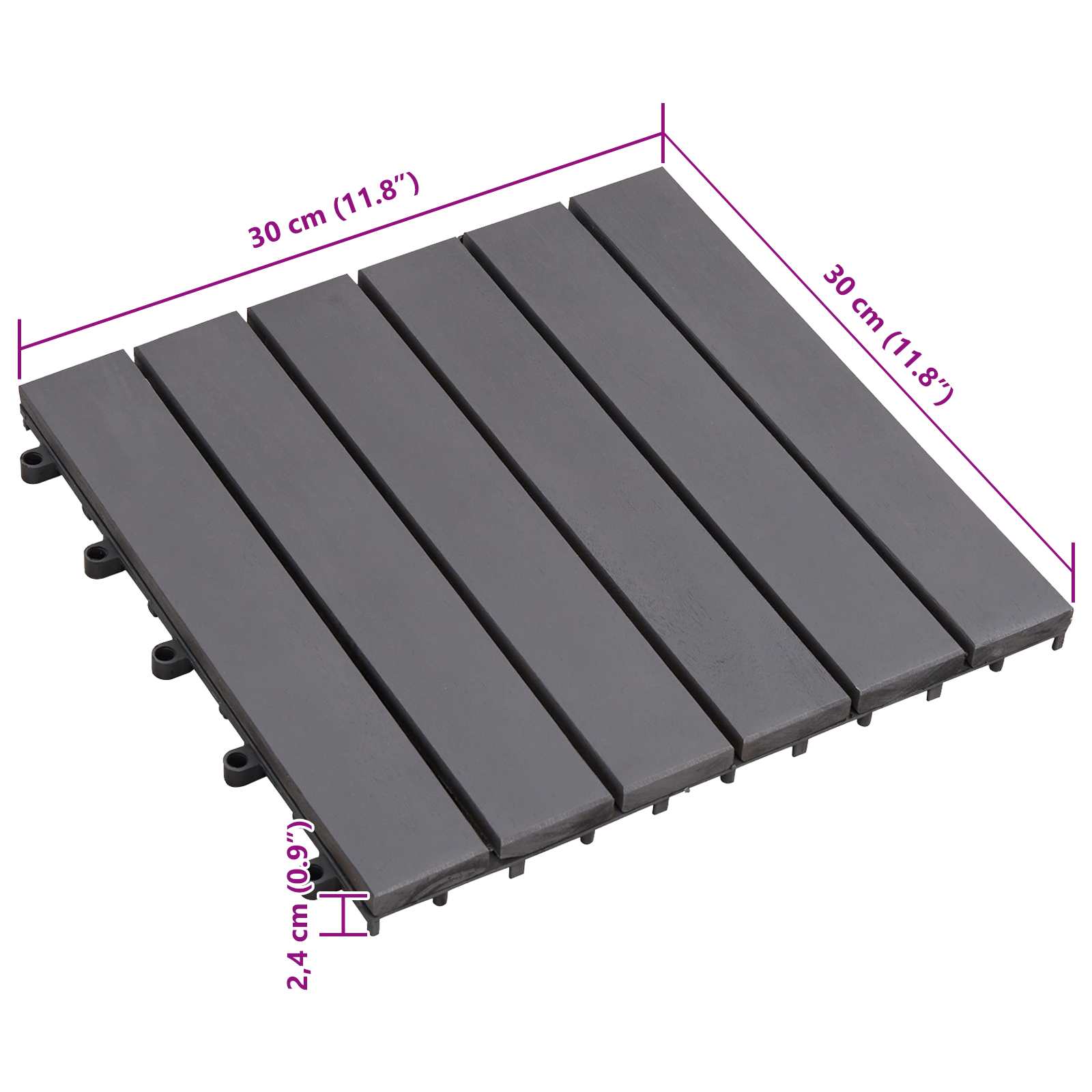 Terrassenfliese 10 pcs Grau 30 x 30 cm Akazien-Hartholz