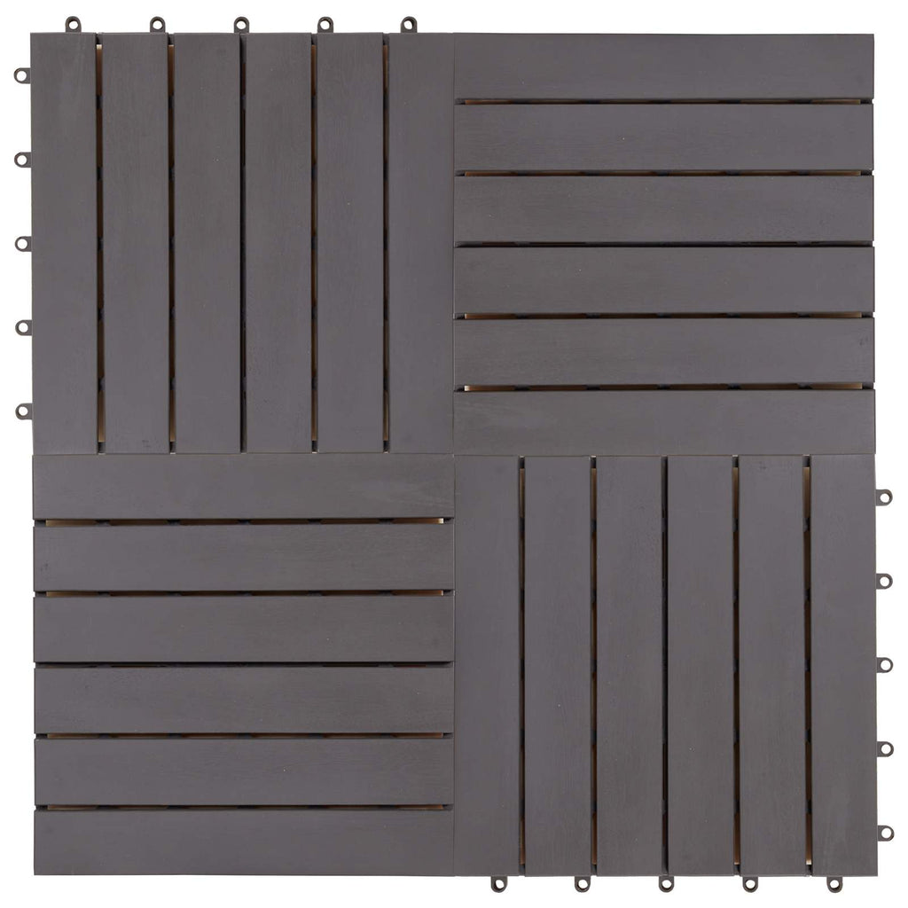 Terrassenfliese 10 pcs Grau 30 x 30 cm Akazien-Hartholz