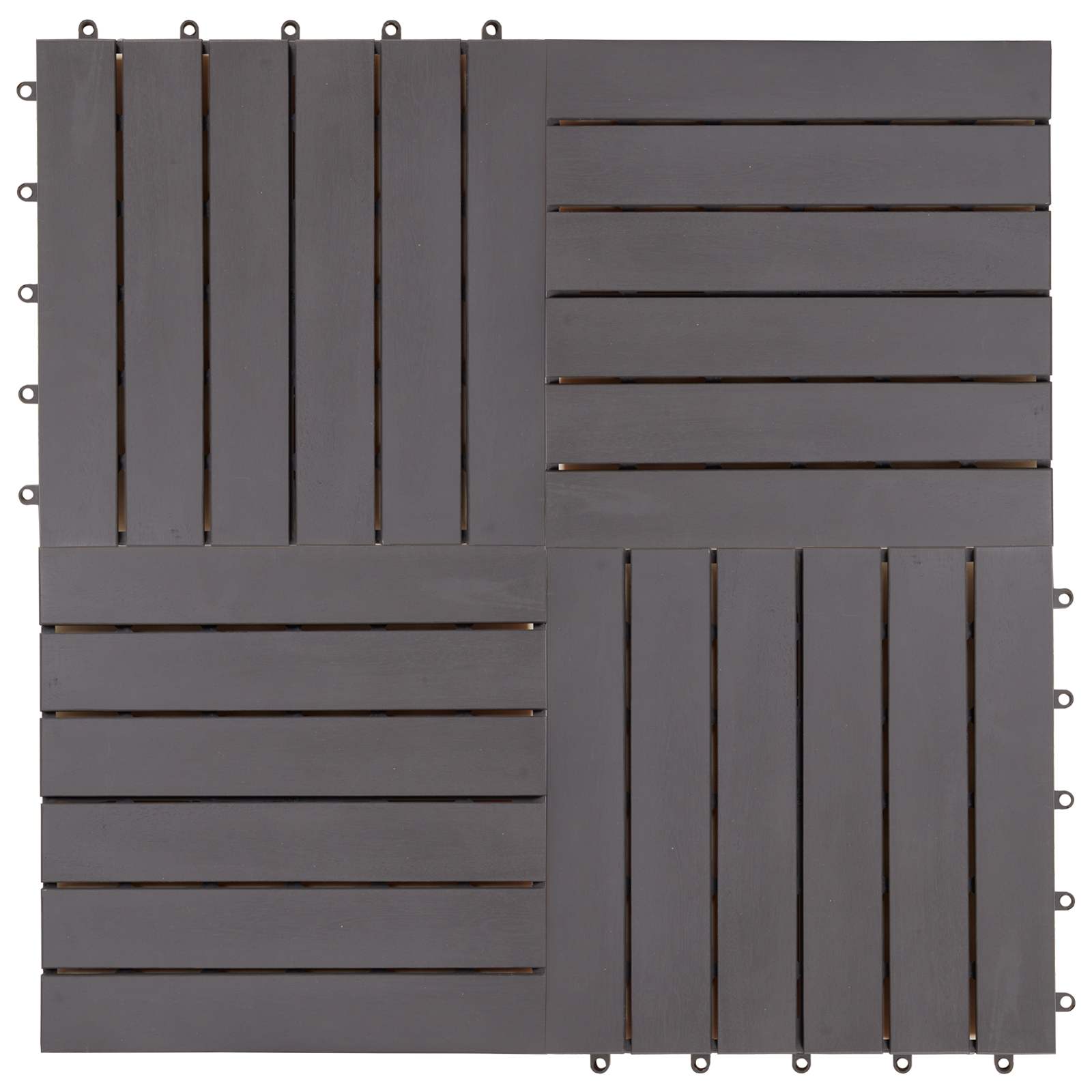 Terrassenfliese 10 pcs Grau 30 x 30 cm Akazien-Hartholz