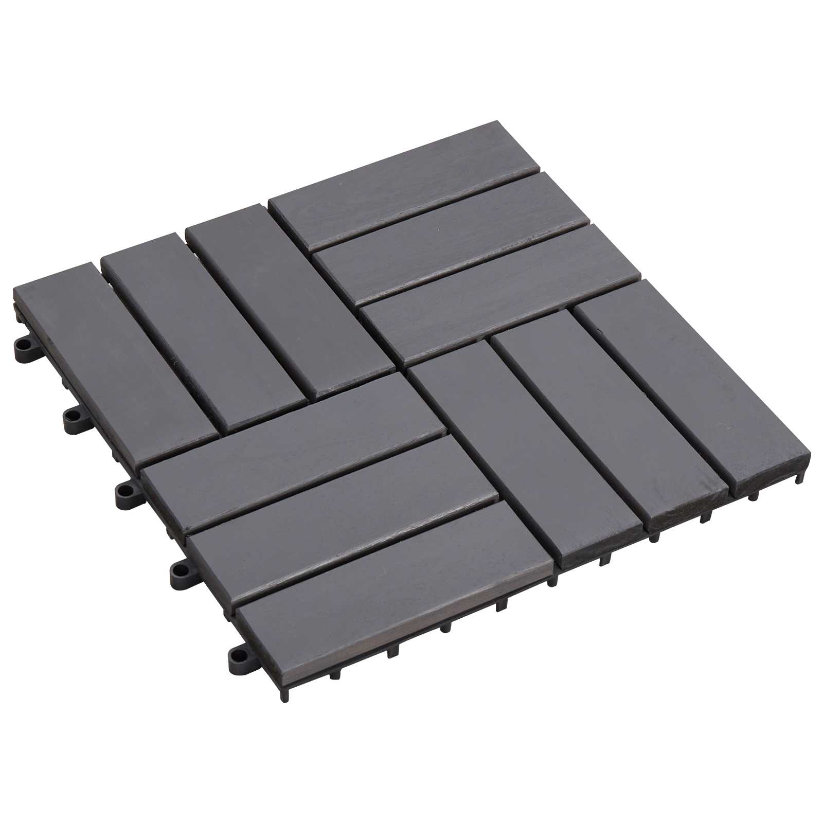 Terrassenfliese 10 pcs Grau 30 x 30 cm Akazien-Hartholz