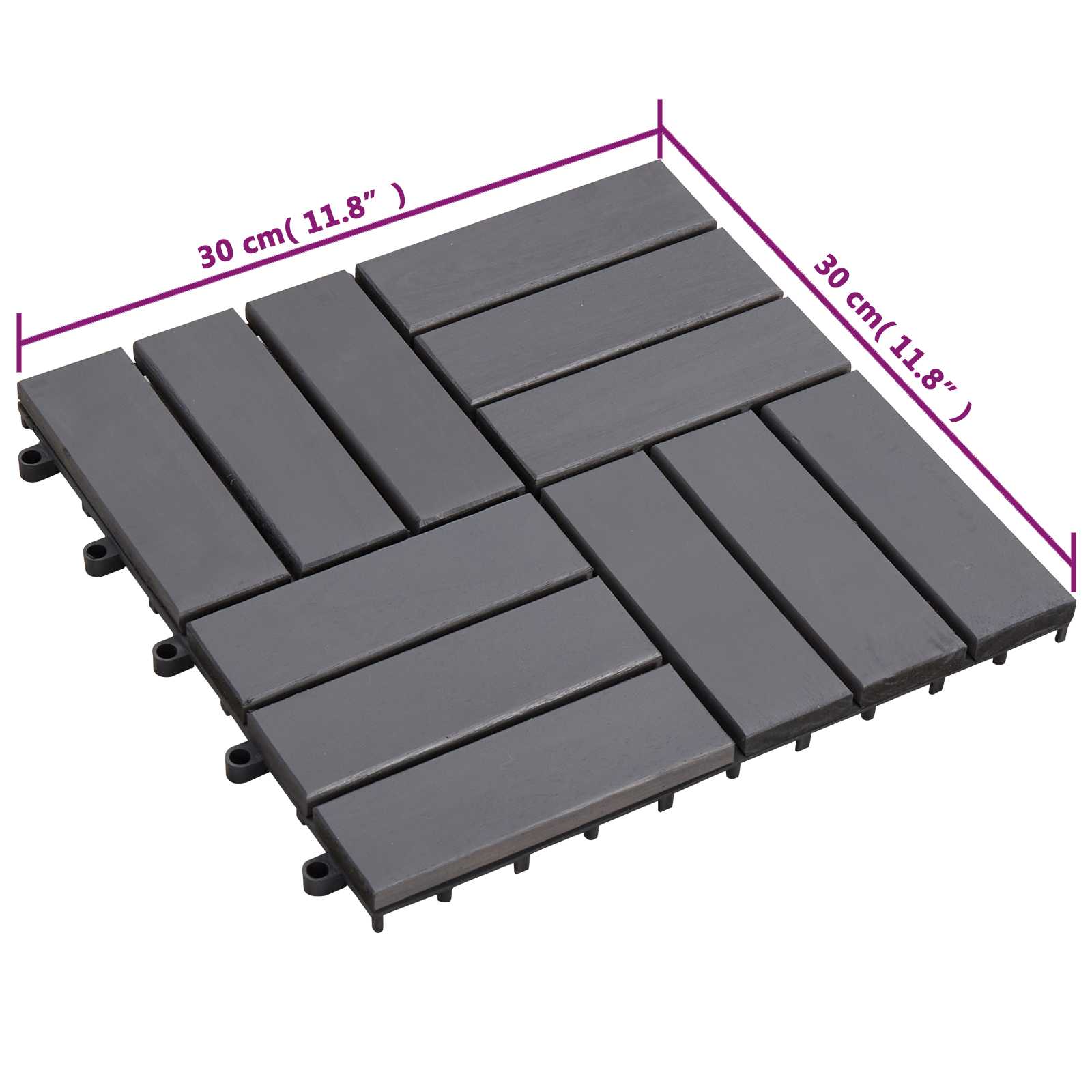 Terrassenfliese 10 pcs Grau 30 x 30 cm Akazien-Hartholz