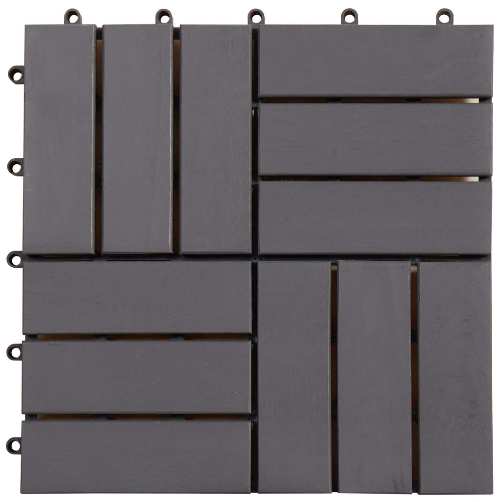 Terrassenfliese 10 pcs Grau 30 x 30 cm Akazien-Hartholz