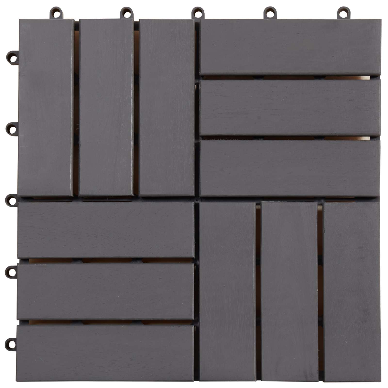 Terrassenfliese 10 pcs Grau 30 x 30 cm Akazien-Hartholz