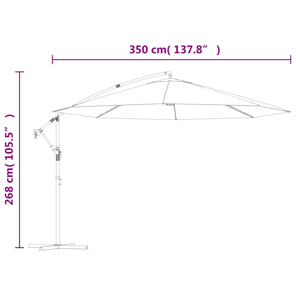 Ampelschirm mit Aluminium-Mast 350 cm Blau