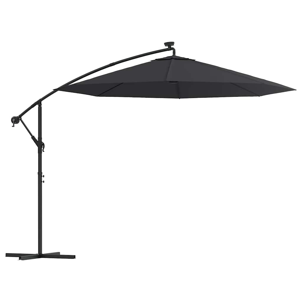 Ampelschirm mit LED-Beleuchtung und Stahl-Mast 300 cm Schwarz
