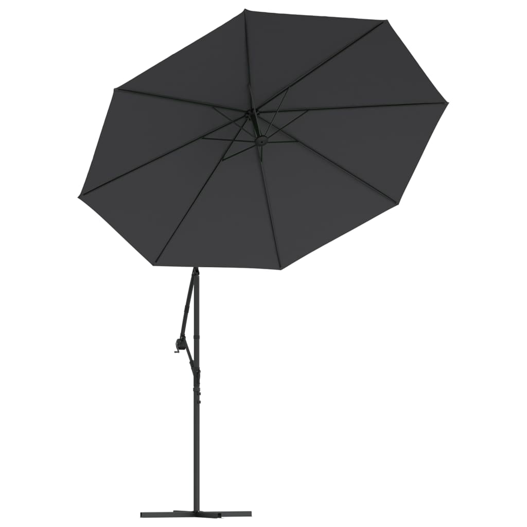 Ampelschirm mit LED-Beleuchtung und Stahl-Mast 300 cm Schwarz