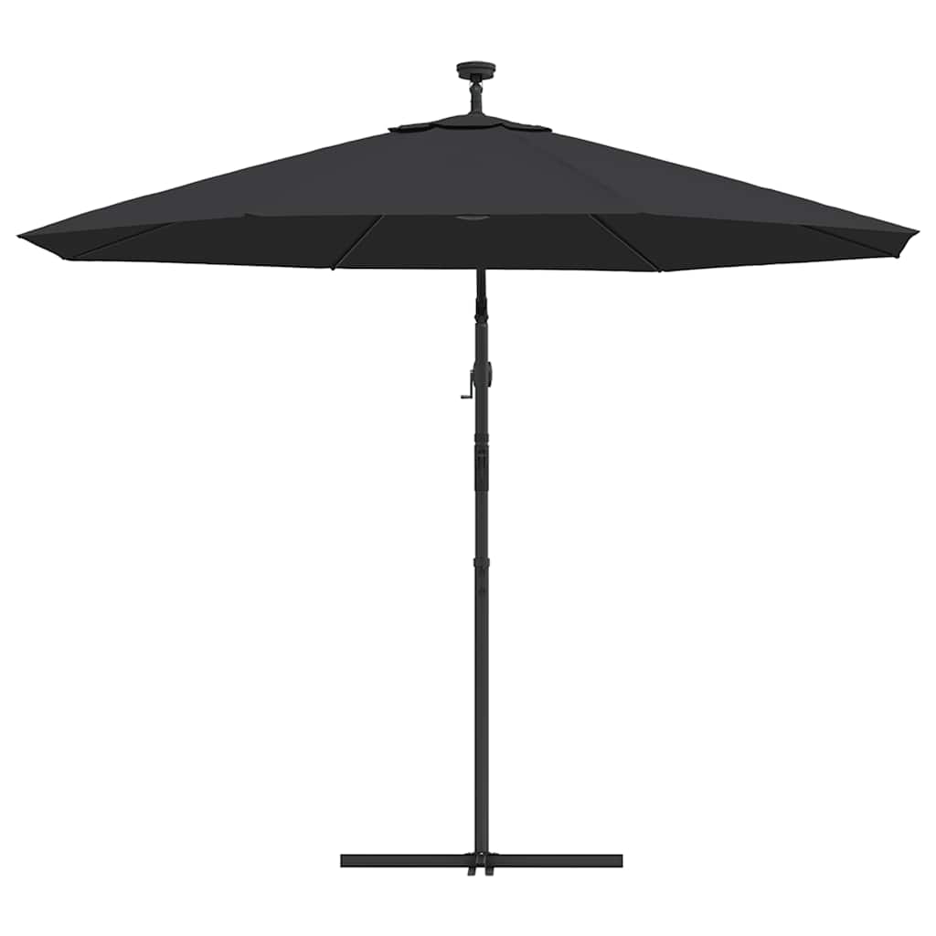 Ampelschirm mit LED-Beleuchtung und Stahl-Mast 300 cm Schwarz