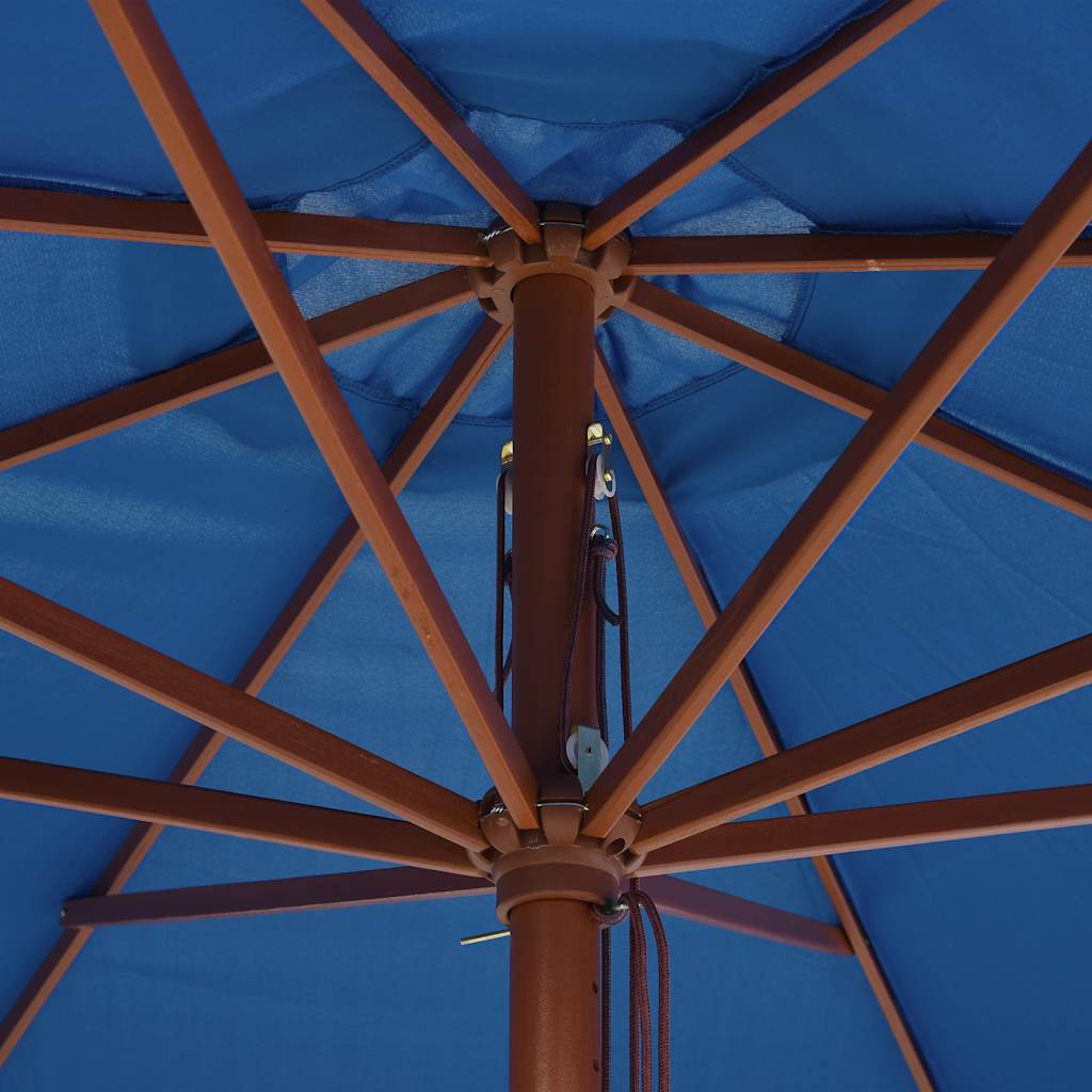 Sonnenschirm mit Holzmast 350 cm Blau