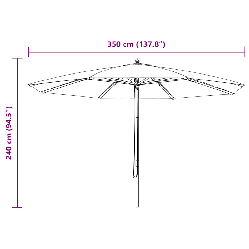 Sonnenschirm mit Holzmast 350 cm Blau