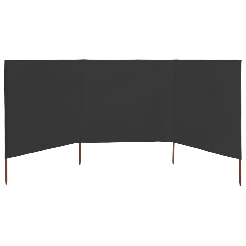 3-teiliges Windschutzgewebe 400 x 80 cm Anthrazit