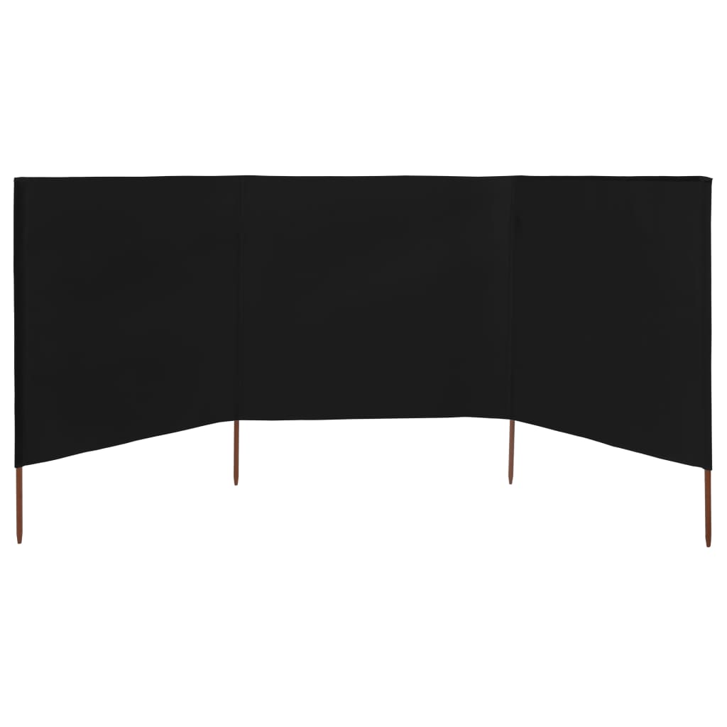 3-teiliges Windschutzgewebe 400 x 160 cm Schwarz