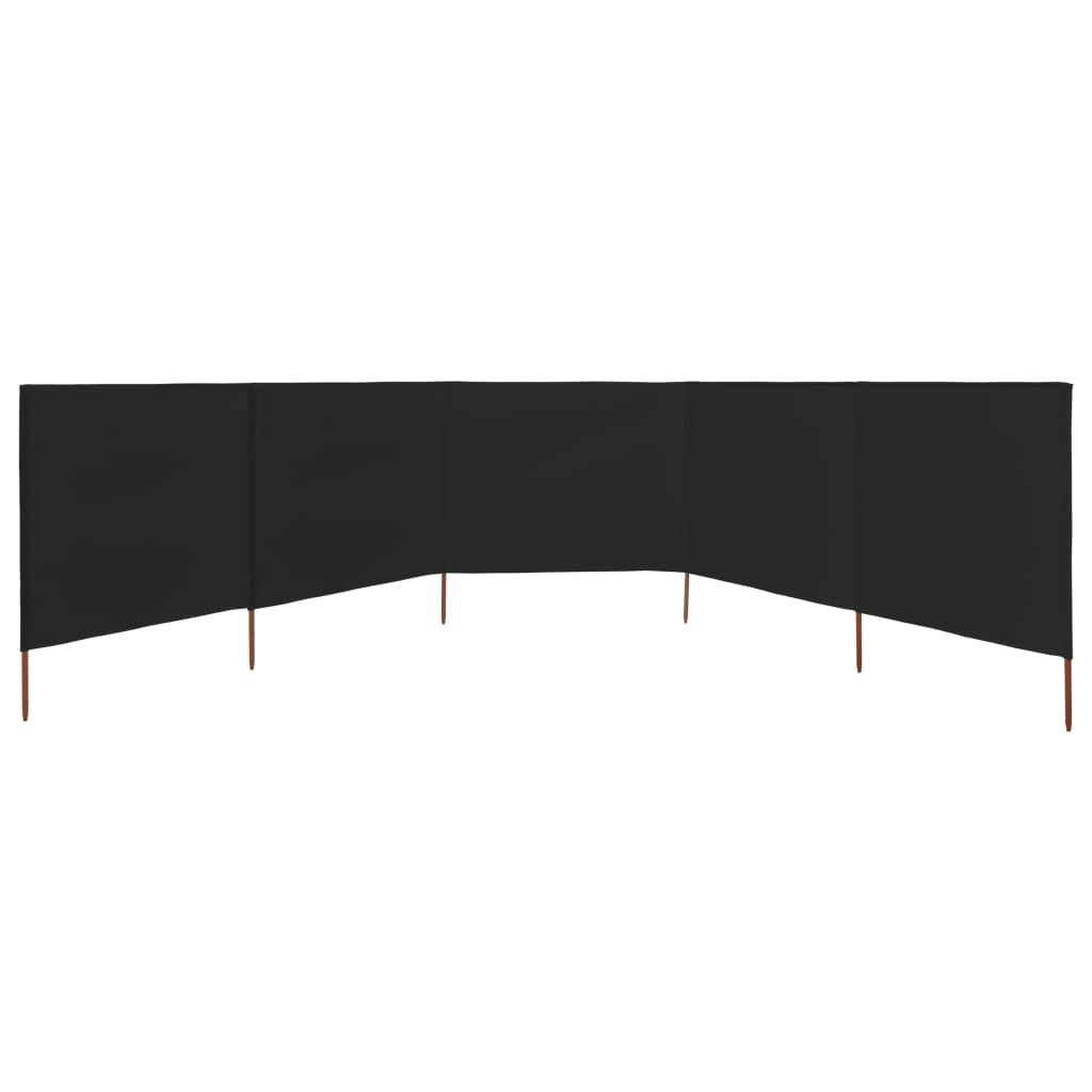 5-teiliges Windschutzgewebe 600 x 120 cm Schwarz