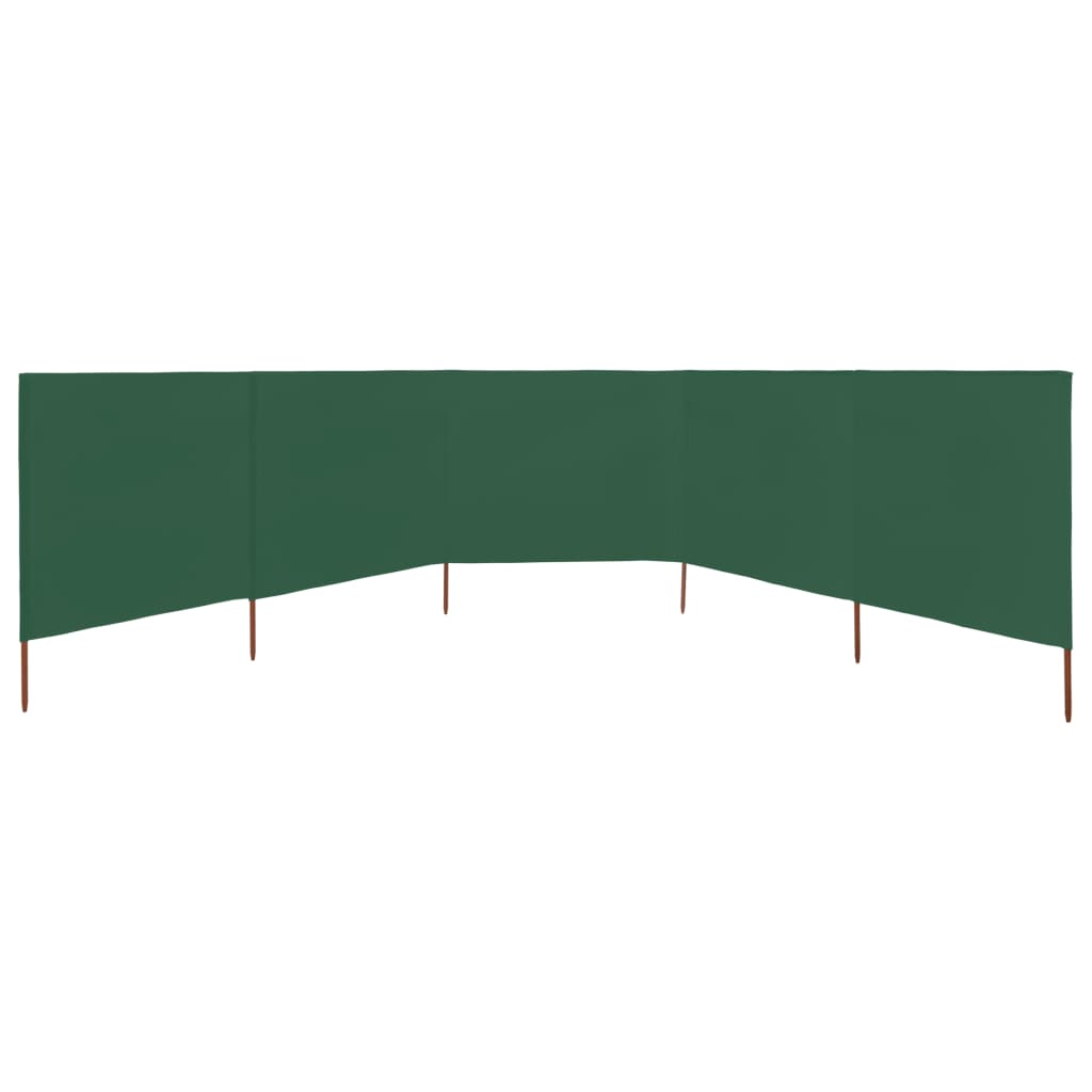 5-teiliges Windschutzgewebe 600 x 160 cm Grün