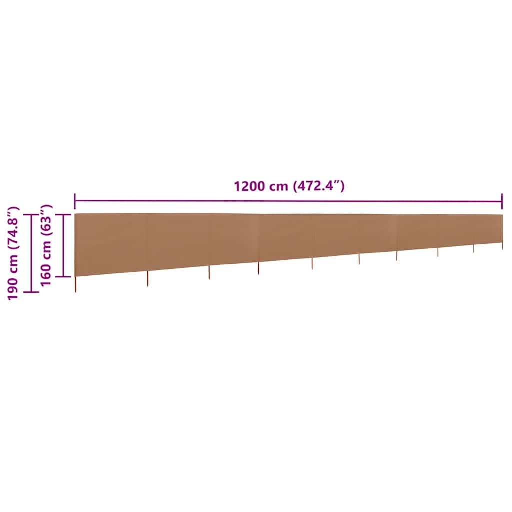 9-teiliges Windschutzgewebe 1200 x 160 cm Taupe