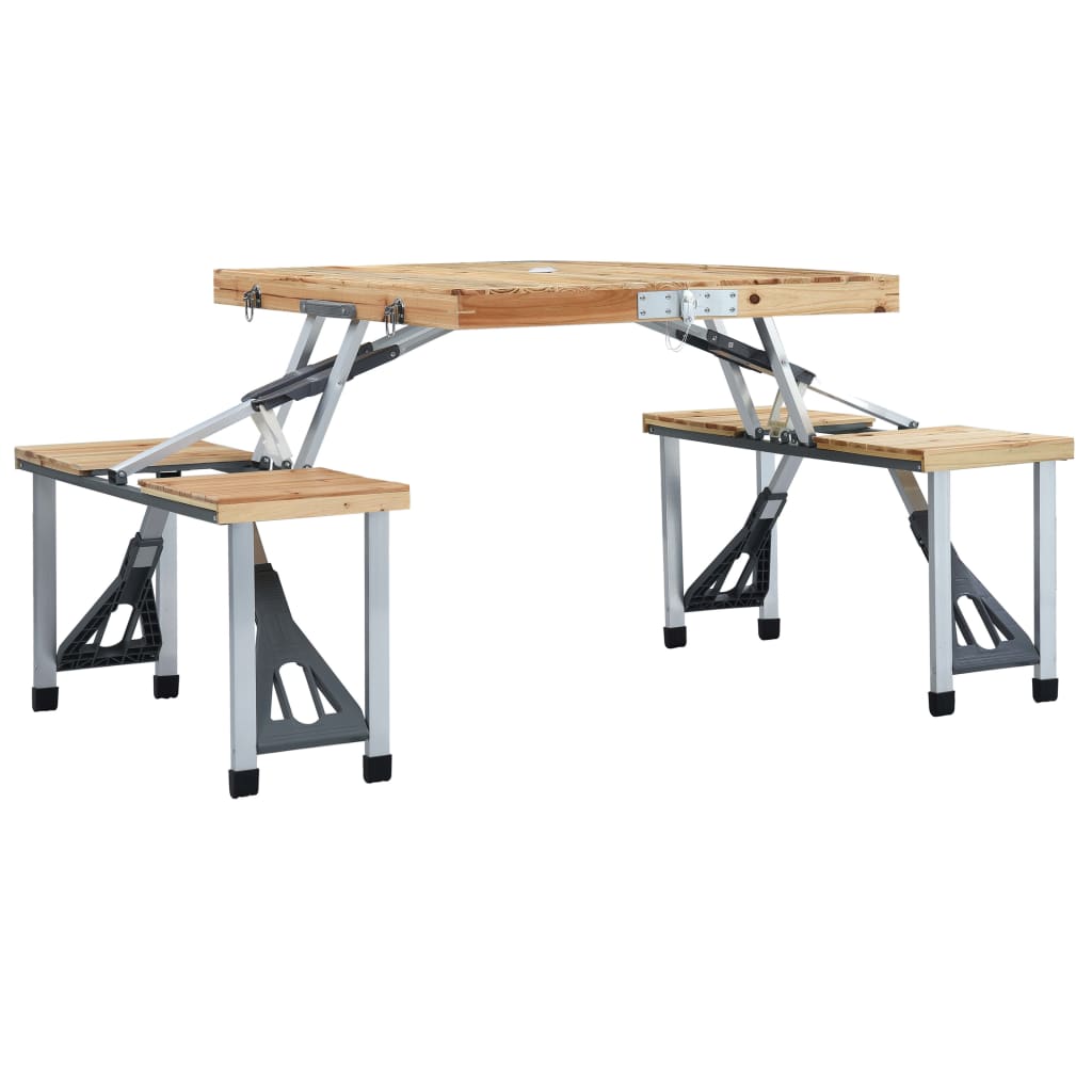 Klappbarer Campingtisch mit 4 Sitzen Stahl Aluminium