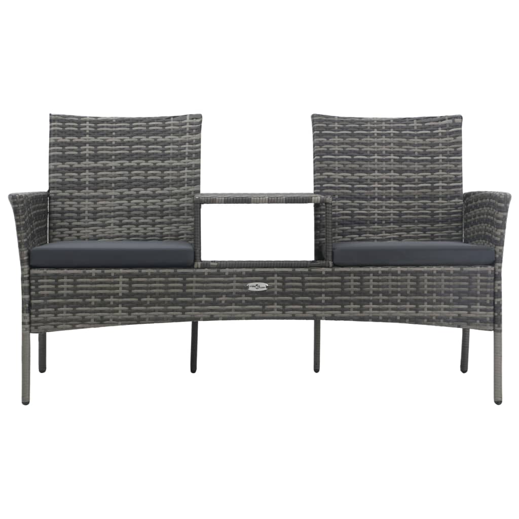2-Sitzer-Gartensofa mit Teetisch Poly Rattan Anthrazit