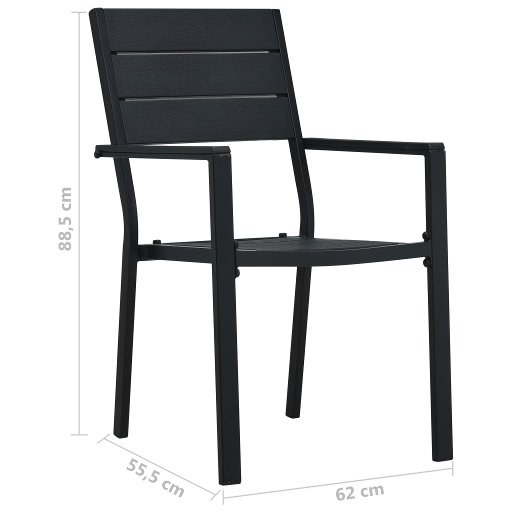 Gartenstühle 2 Stk. Schwarz HDPE Holz-Optik