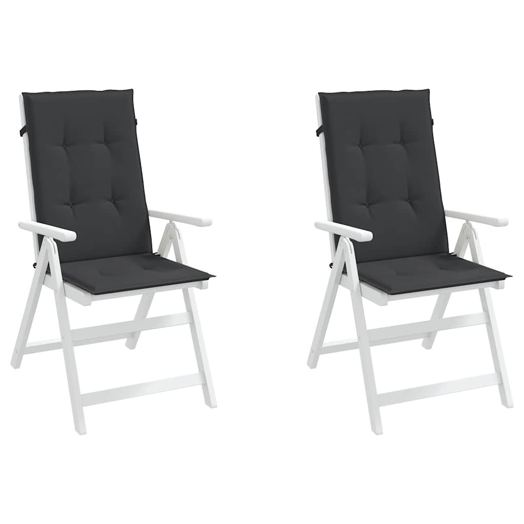 Gartenstuhlauflagen für Hochlehner 2 Stk. Schwarz 120x50x3 cm