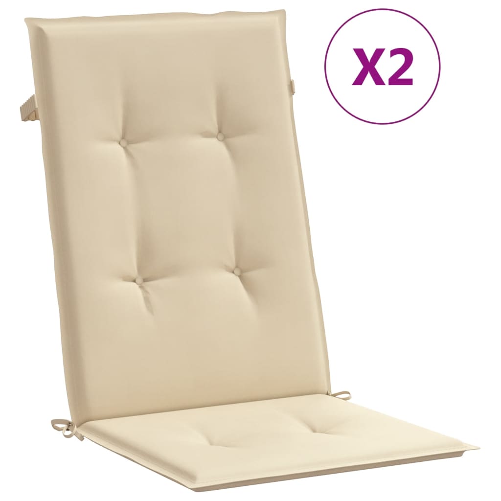 Gartenstuhlauflagen für Hochlehner 2Stk. Beige 120x50x3cm Stoff