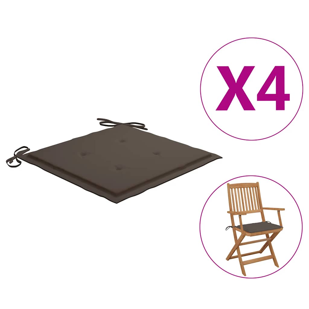 Gartenstuhl-Kissen 4 Stk. Taupe 40x40x4 cm Oxford-Gewebe