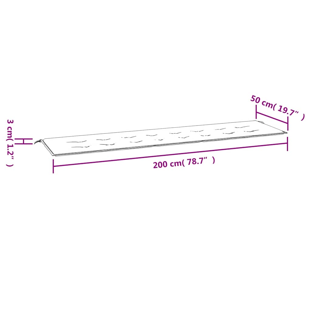 Gartenbank-Auflage Blau 200x50x3 cm Oxford-Gewebe