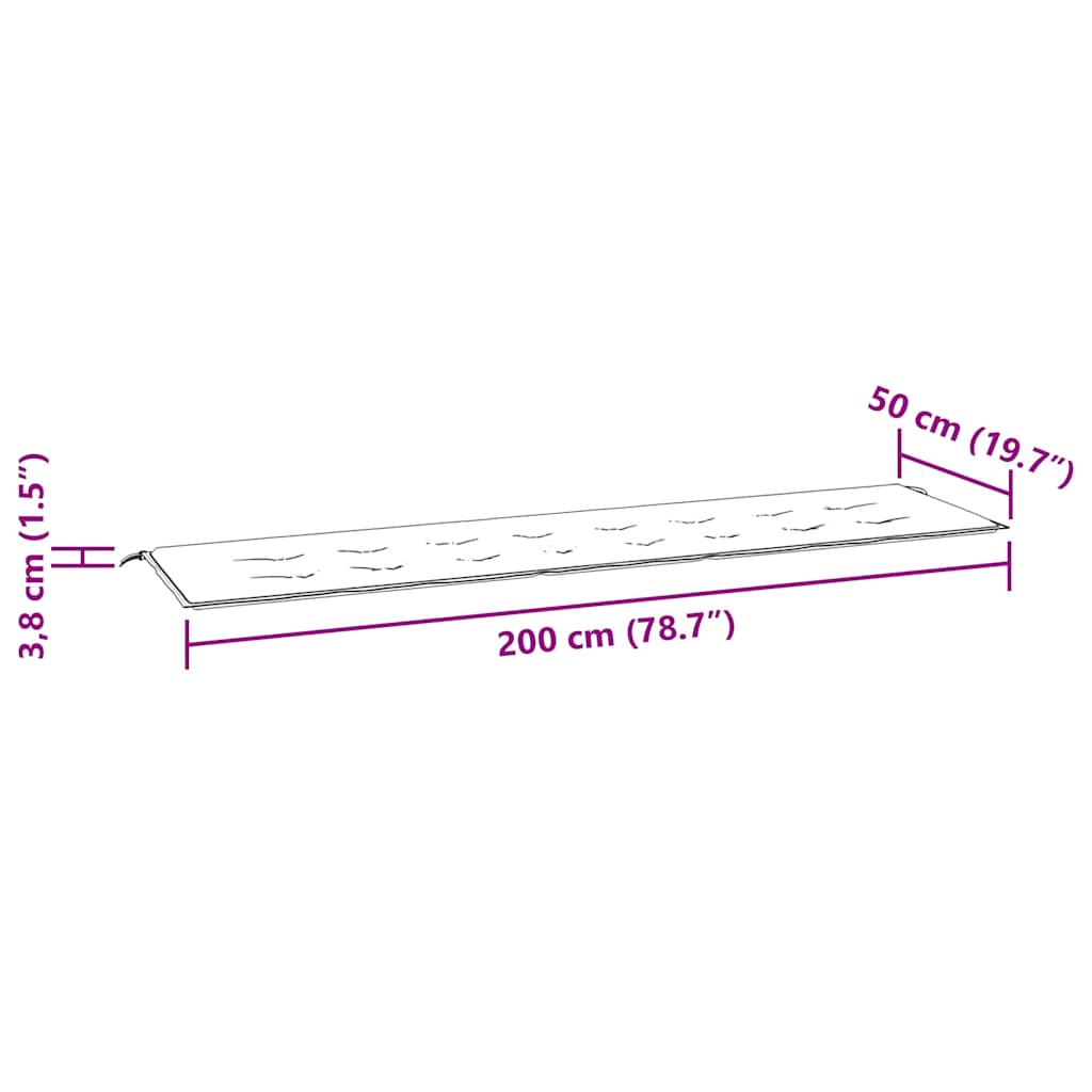 Gartenbank-Auflage Schwarz 200x50x4 cm Oxford-Gewebe