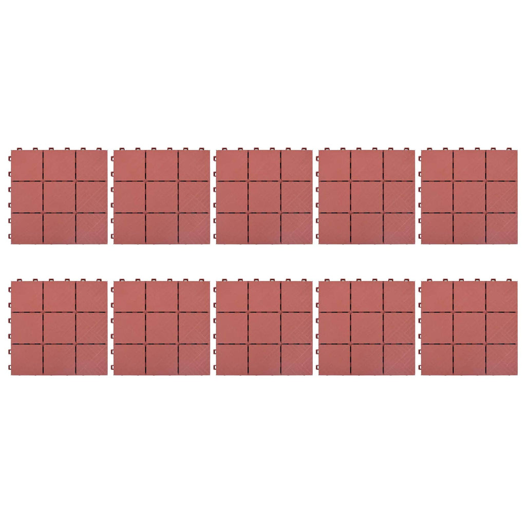 Terrassenfliese 10 pcs Rot 30,5 x 30,5 x 2,2 cm Polypropylen