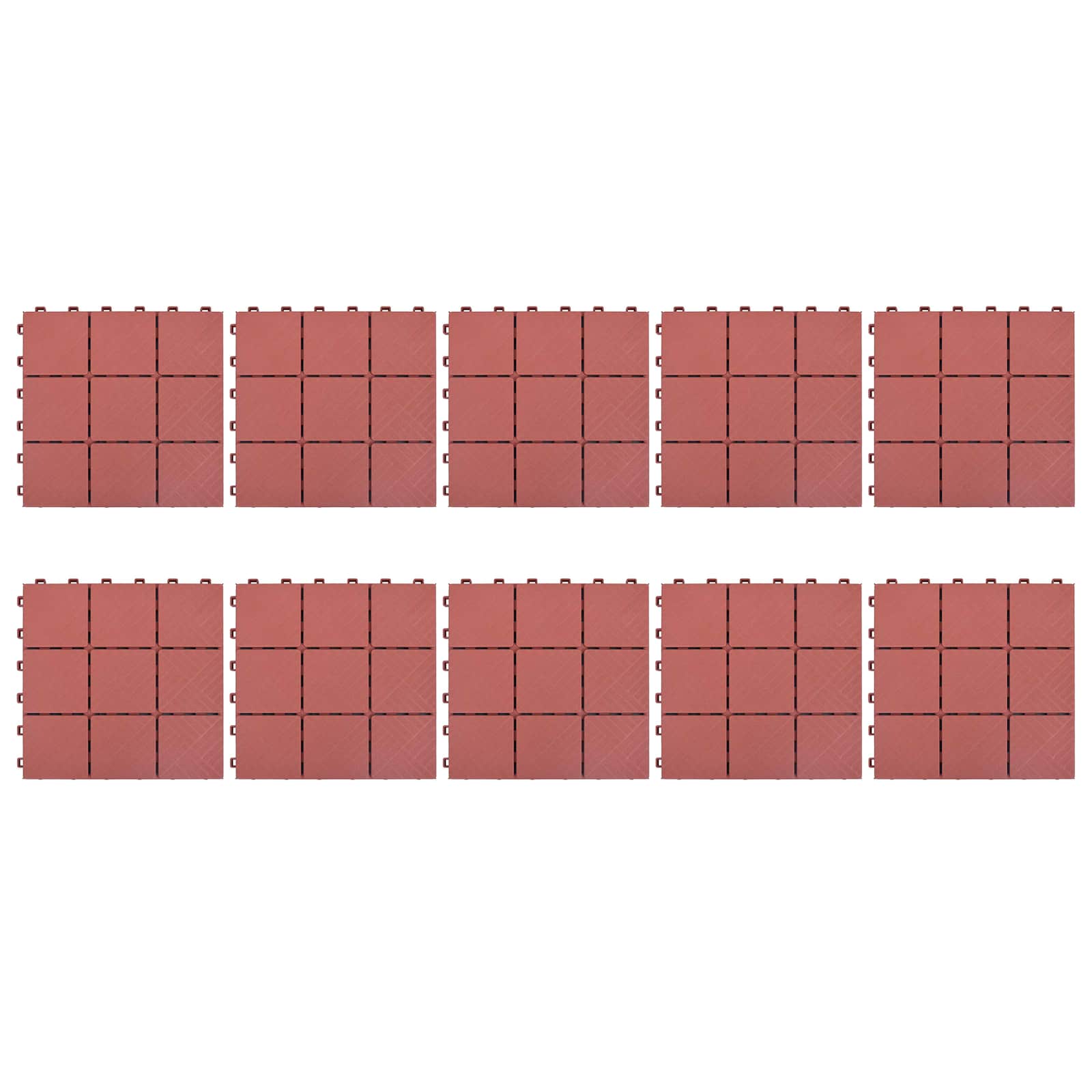 Terrassenfliese 10 pcs Rot 30,5 x 30,5 x 2,2 cm Polypropylen