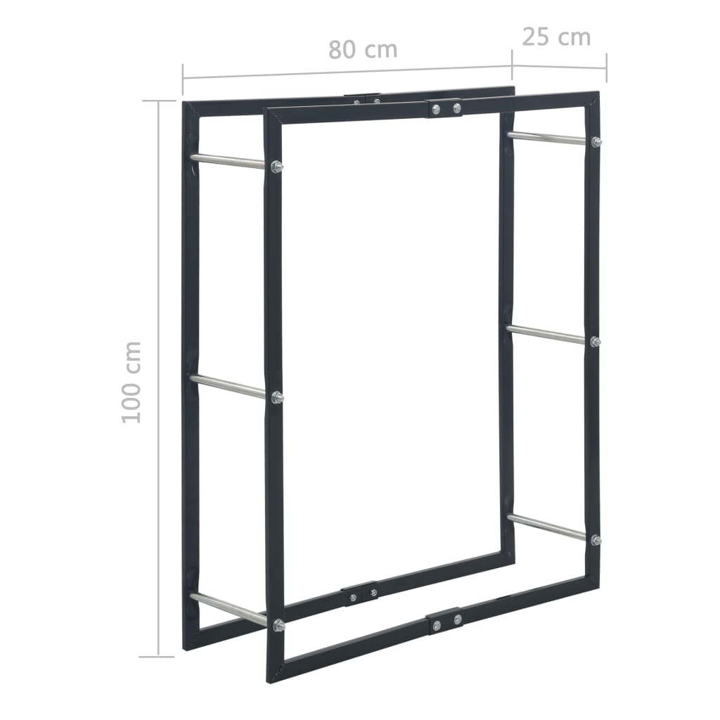 Brennholzregal Schwarz 80×25×100 cm Stahl